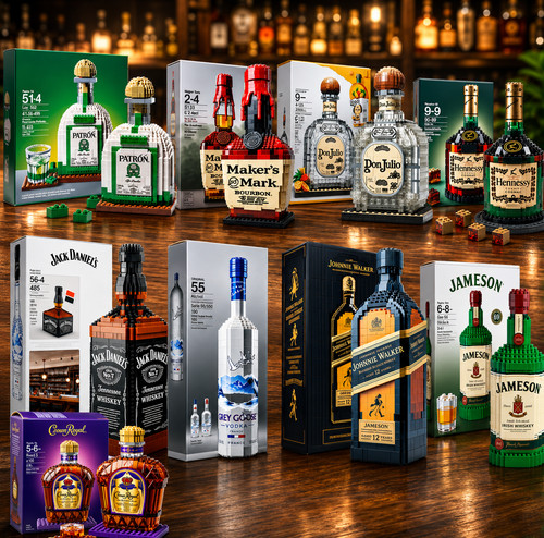 Whiskey bottle building blocks - building,